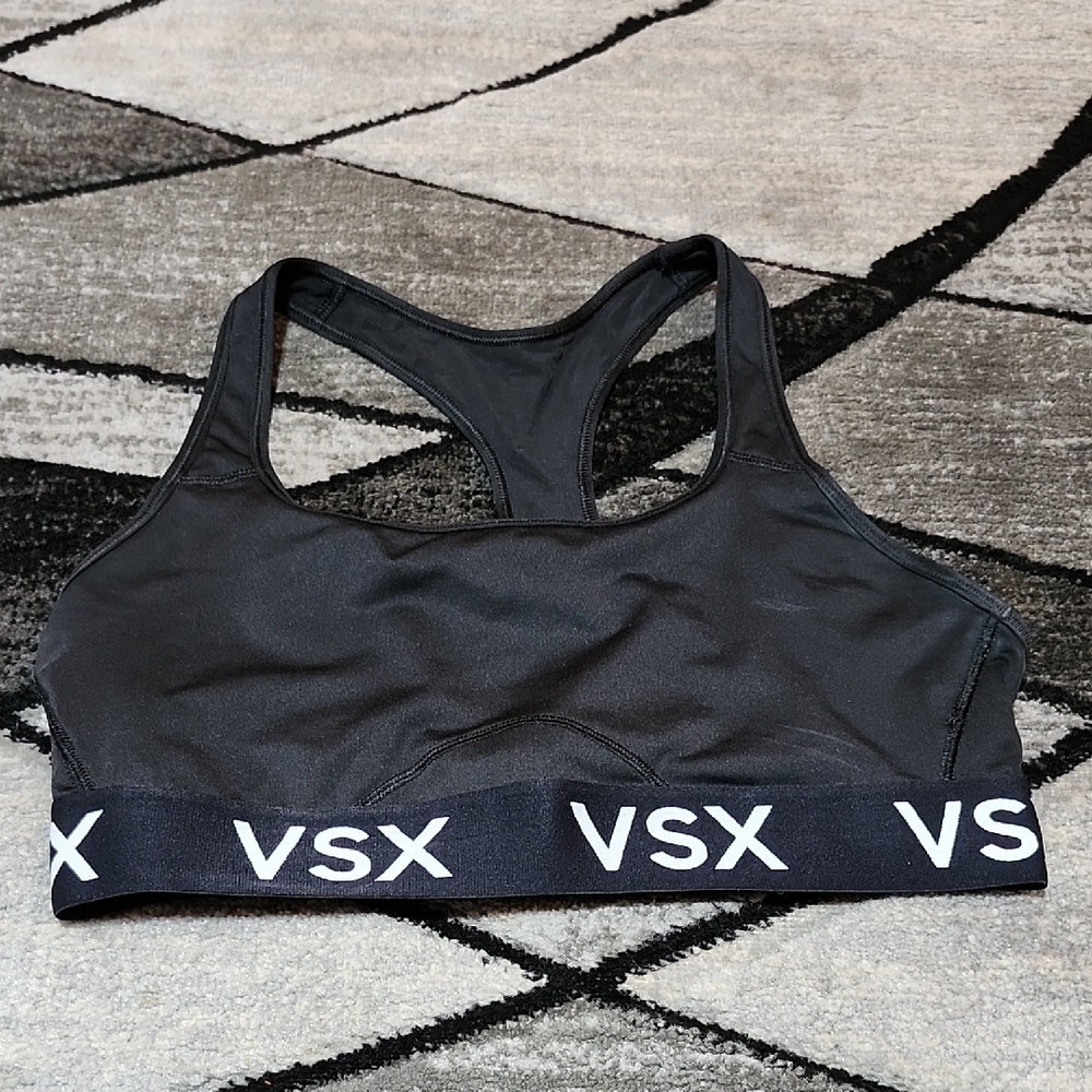 VS VSX 2016 BLACK LOGO MESH LINED WIIRELESS RACERBACK SPORTS BRA LARGE